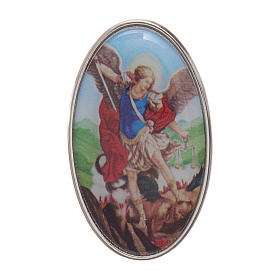 Saint Micheal auto clip in metal and coloured resin 5x3 cm