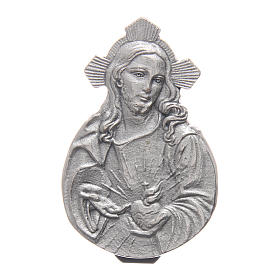 Clip Sacré Coeur de Jésus pour auto en métal et résine colorée 5x3 cm