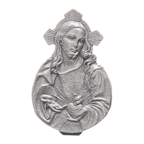 Clip Sacré Coeur de Jésus pour auto en métal et résine colorée 5x3 cm 1
