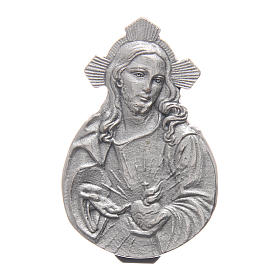 Gadżet do auta Klip Najświętsze Serce Jezusa metal posrebrzany relief 5x3 cm