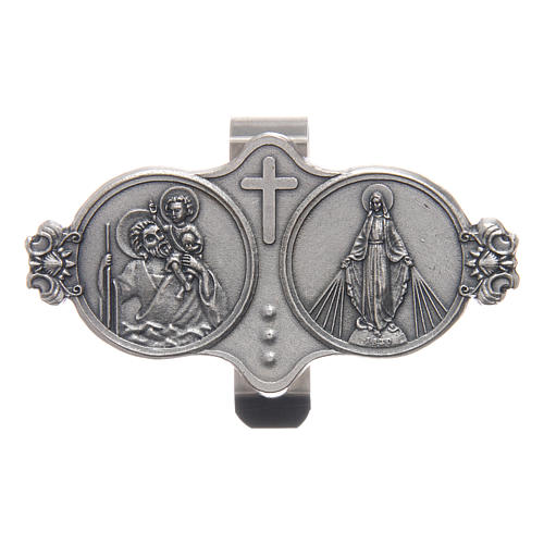 Saint Christopher and Our Lady of Miracles auto clip 3X5 cm 1