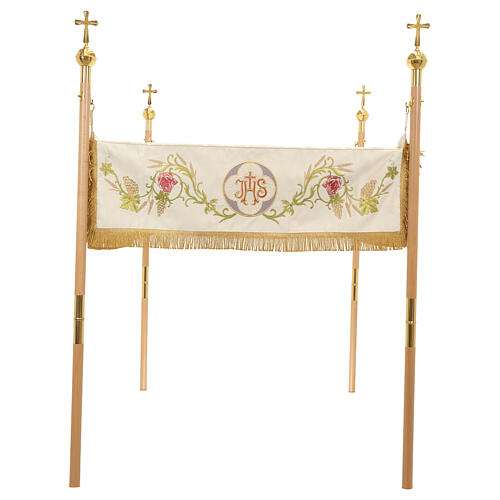 Processional canopy 160x200 in polyester with the IHS symbol and lamb 1