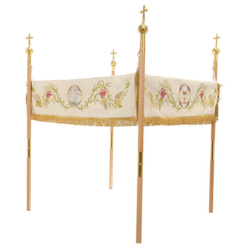 Processional canopy 160x200 in polyester with the IHS symbol and lamb 2