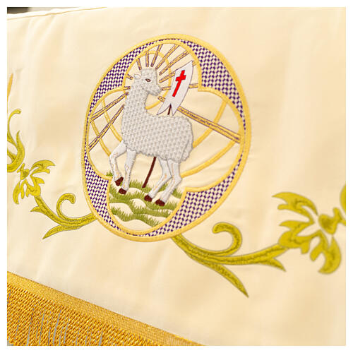 Processional canopy 160x200 in polyester with the IHS symbol and lamb 3
