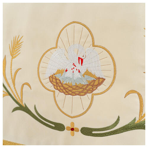 Baldachin, 130 x 160 cm, mit Stickerei IHS, Blüten- und Ährenmotive 7