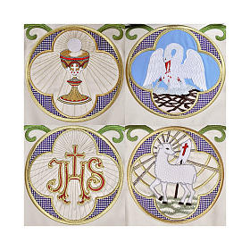 Processional canopy 160x250 with IHS, flowers and grapes embroideries s2