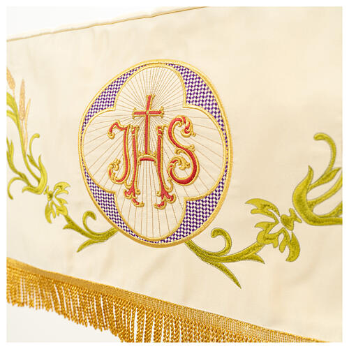 Processional canopy 160x250 with IHS, flowers and grapes embroideries 7
