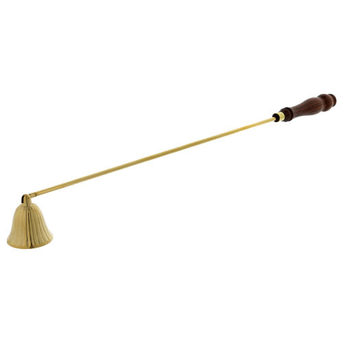 Candle extinguisher in golden brass with wooden handle 1