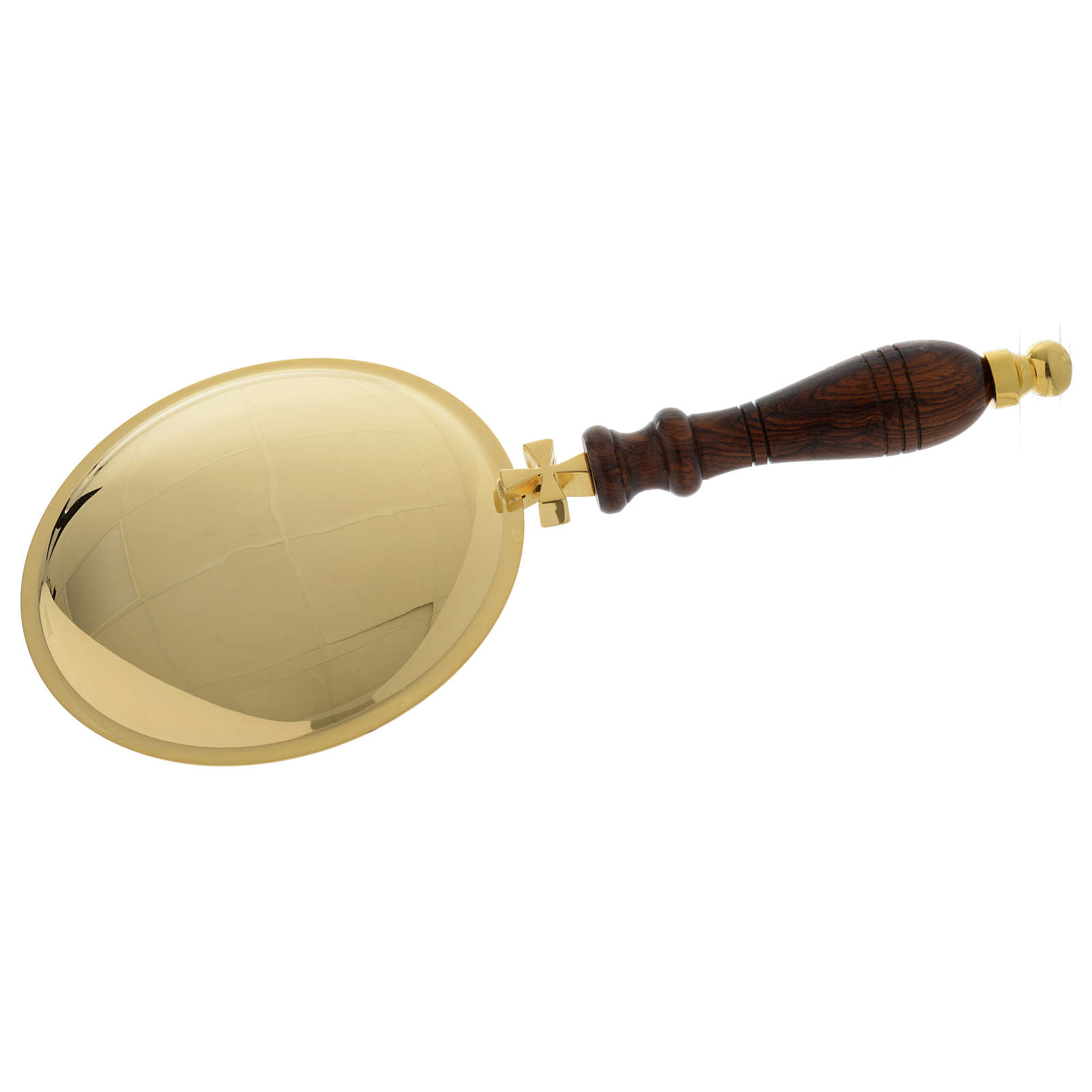 Communion paten in gold-plated brass with wooden handle | online sales ...