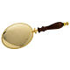 Communion paten in gold-plated brass with wooden handle s1