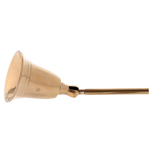 Candle snuffer gold plated brass with wood handle 13 3/4 in 3