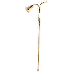 Extendible candle extinguisher in glossy golden brass