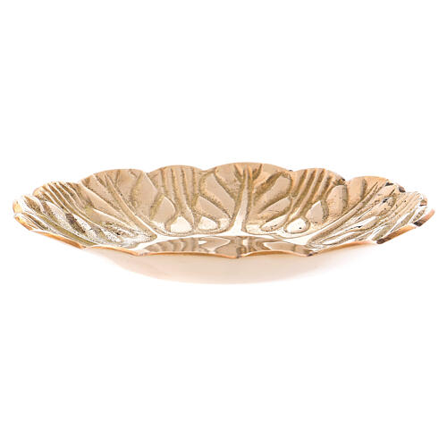 Gold plated brass plate with antique finish embossed decorations diam. 4 3/4 in 2