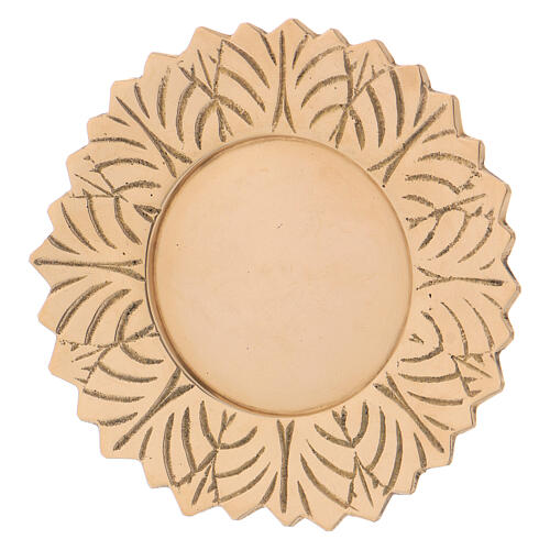Gold plated brass plate leaf-shaped decoration diam. 4 in 2