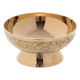 Decorated incense-holder bowl in gold plated brass