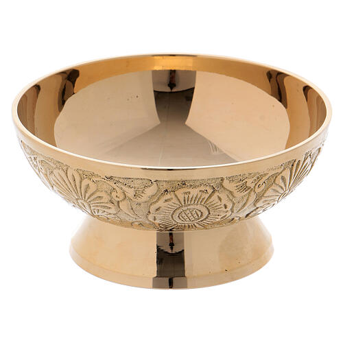 Gold plated brass bowl for incense with decorations 1