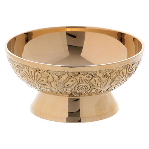 Gold plated brass bowl for incense with decorations 2