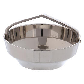 Silver-plated brass incense bowl with handle 3 in