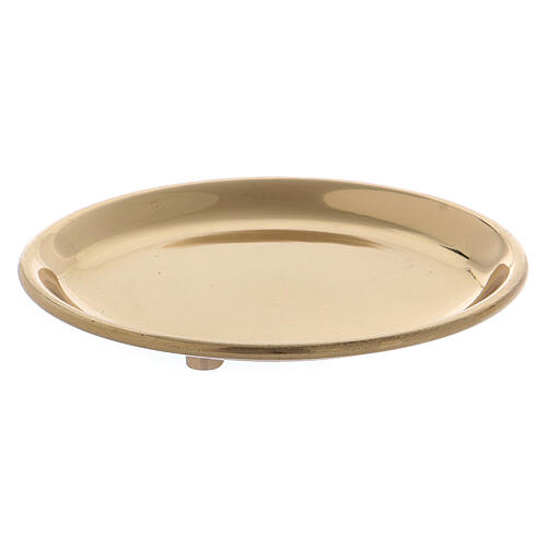 Golden brass round saucer 10 cm 2