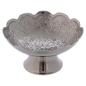 Silver-plated brass chiseled incense bowl