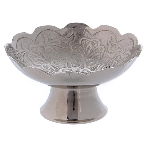 Silver-plated brass chiseled incense bowl 1