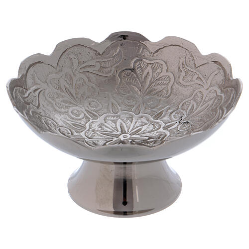 Silver-plated brass chiseled incense bowl 2