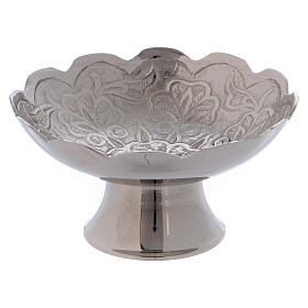Chiseled incense bowl in silver-plated brass