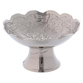 Silver-plated incense bowl with floral decorations 8 cm
