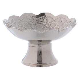 Silver-plated incense bowl with floral decorations 8 cm