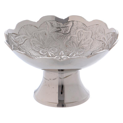 Silver-plated incense bowl with floral decorations 8 cm 1