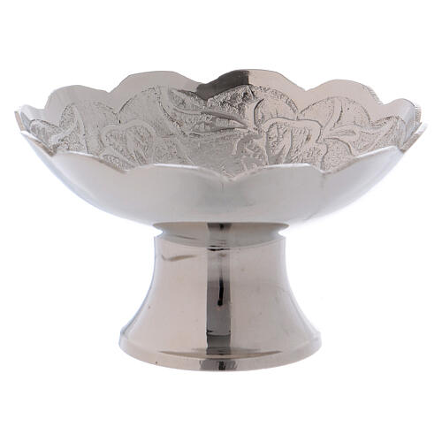 Silver-plated incense bowl with floral decorations 8 cm 2