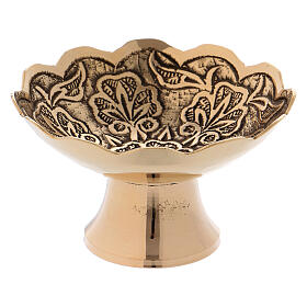 Gold-plated incense bowl with floral decorations 8 cm