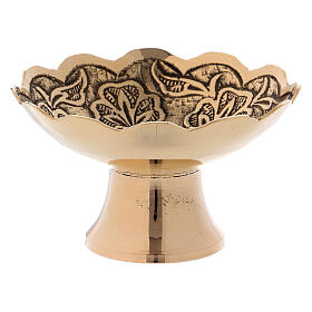Gold-plated incense bowl with floral decorations 8 cm