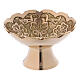 Incense bowl with floral decoration and cup in golden brass 6 cm s1