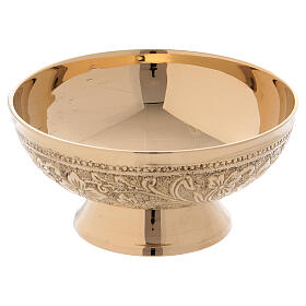Incense bowl with floral decoration in golden brass 13 cm