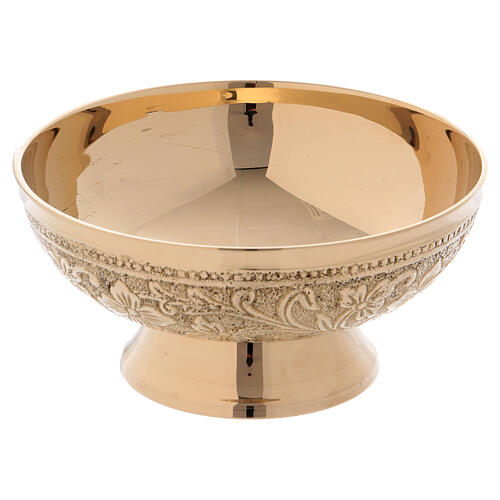 Incense bowl with floral decoration in golden brass 13 cm 1