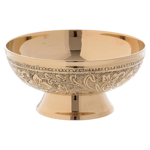 Incense bowl with floral decoration in golden brass 13 cm 2