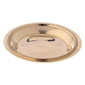 Satin-finish golden brass saucer 7 cm