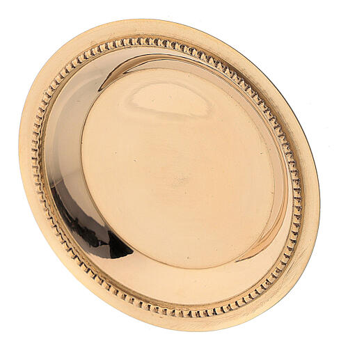 Candle holder plate in gold plated brass with satin finish 3 in 2