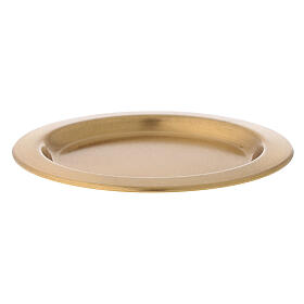 Saucer for candle golden satin brass 12 cm