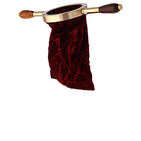 Sac pour offrandes velours manche bois s3