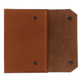 Real brown leather notebook, star, French Bethlehem monks, 15x10x2 cm