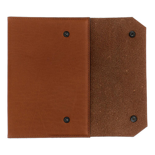 Real brown leather notebook, star, French Bethlehem monks, 15x10x2 cm 2