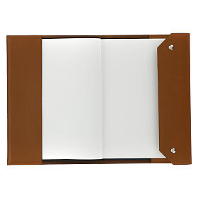 Real brown leather notebook, star, French Bethlehem monks, 25x15x3 cm