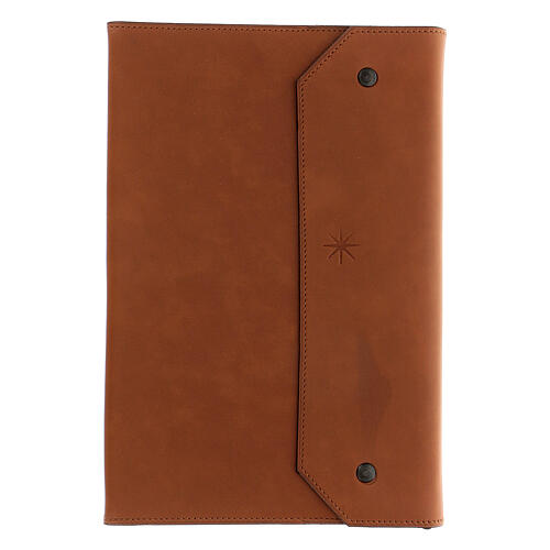 Brown leather liturgy notebook with star by Bethleem monks 25x15x3 cm 1