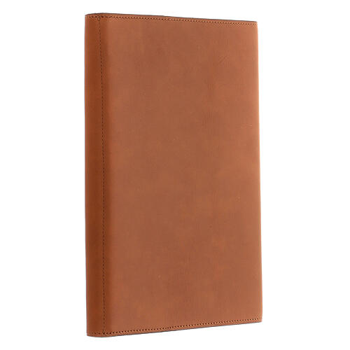 Brown leather liturgy notebook with star by Bethleem monks 25x15x3 cm 4