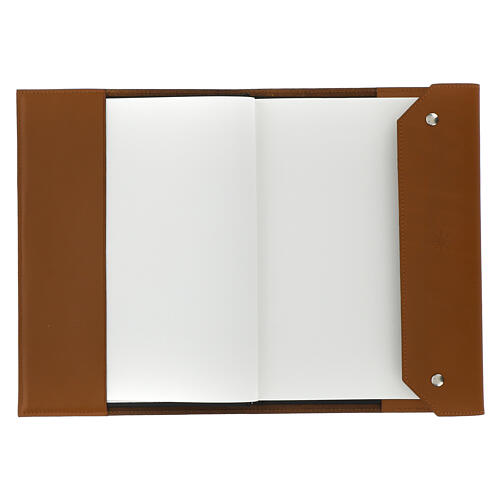 Brown leather liturgy notebook with star by Bethleem monks 25x15x3 cm 2