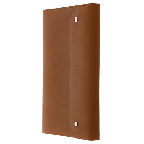 Brown leather liturgy notebook with star by Bethleem monks 25x15x3 cm 3