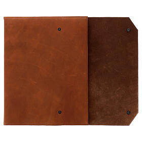 Real brown leather notebook, star, French Bethlehem monks, 30x25x2.5 cm