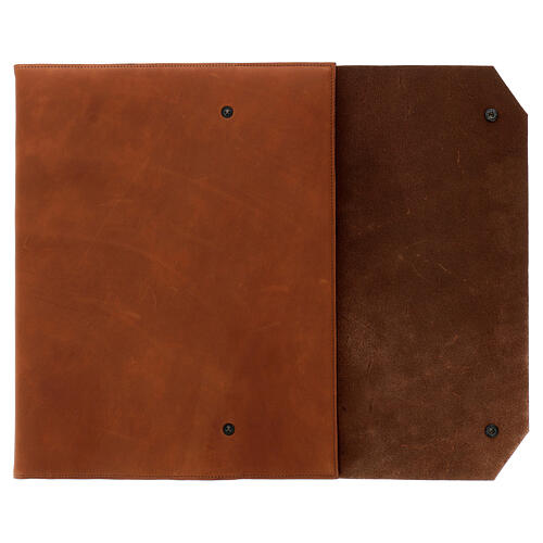 Real brown leather notebook, star, French Bethlehem monks, 30x25x2.5 cm 2